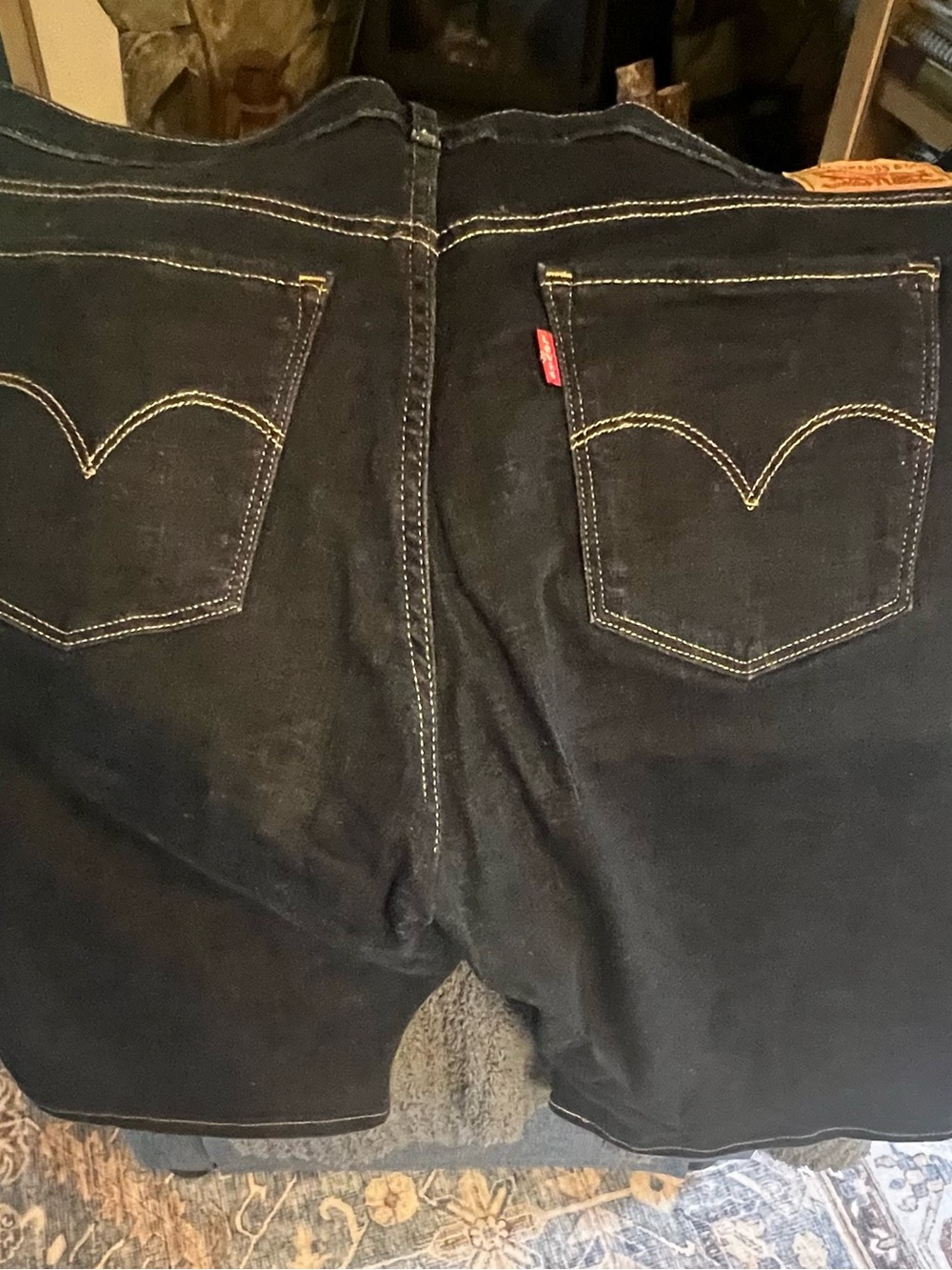 Levis Classic Bermuda Shorts Womens Stretch Denim Slimming Dark Wash Blue 34W